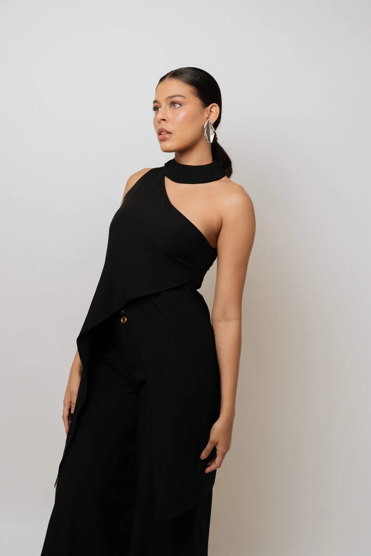 Blusa Larga Con Abertura Cruzada En Frente