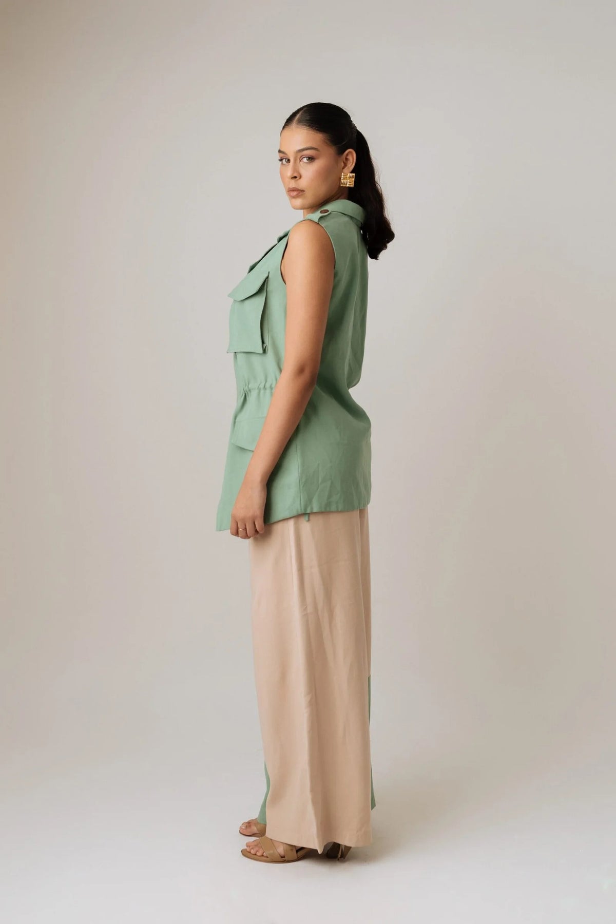 Pantalon Largo Con Bota Bicolor