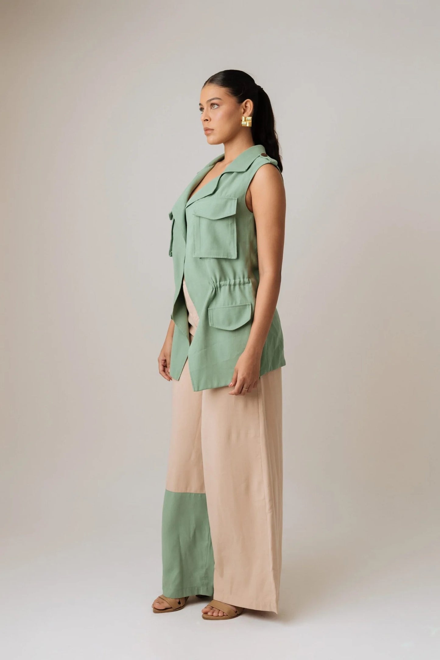 Pantalon Largo Con Bota Bicolor