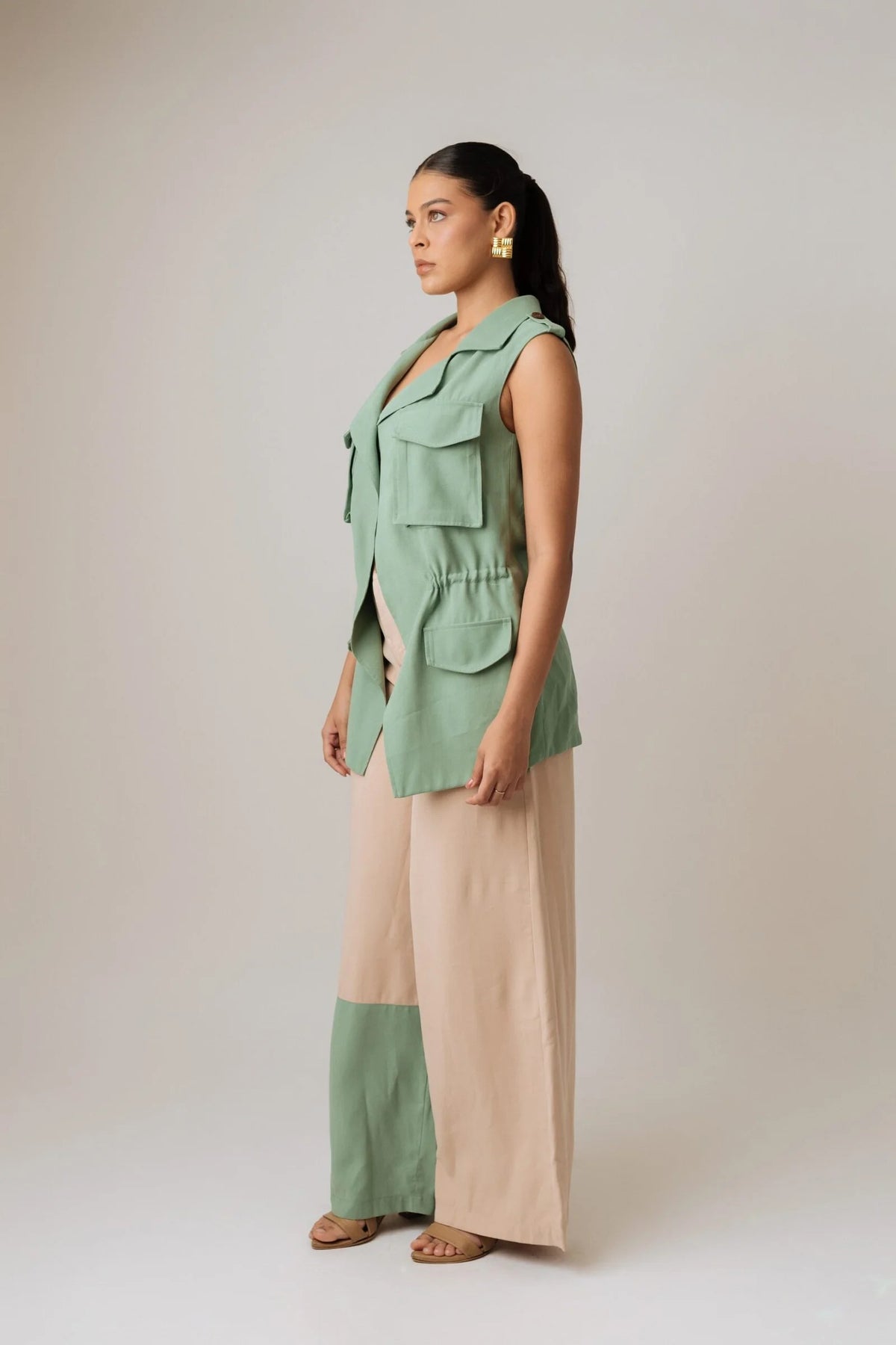 Pantalon Largo Con Bota Bicolor