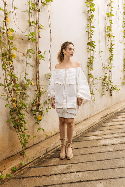 Blusón Escote Con Jareta Y Manga Globo