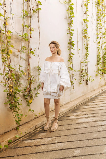 Blusón Escote Con Jareta Y Manga Globo