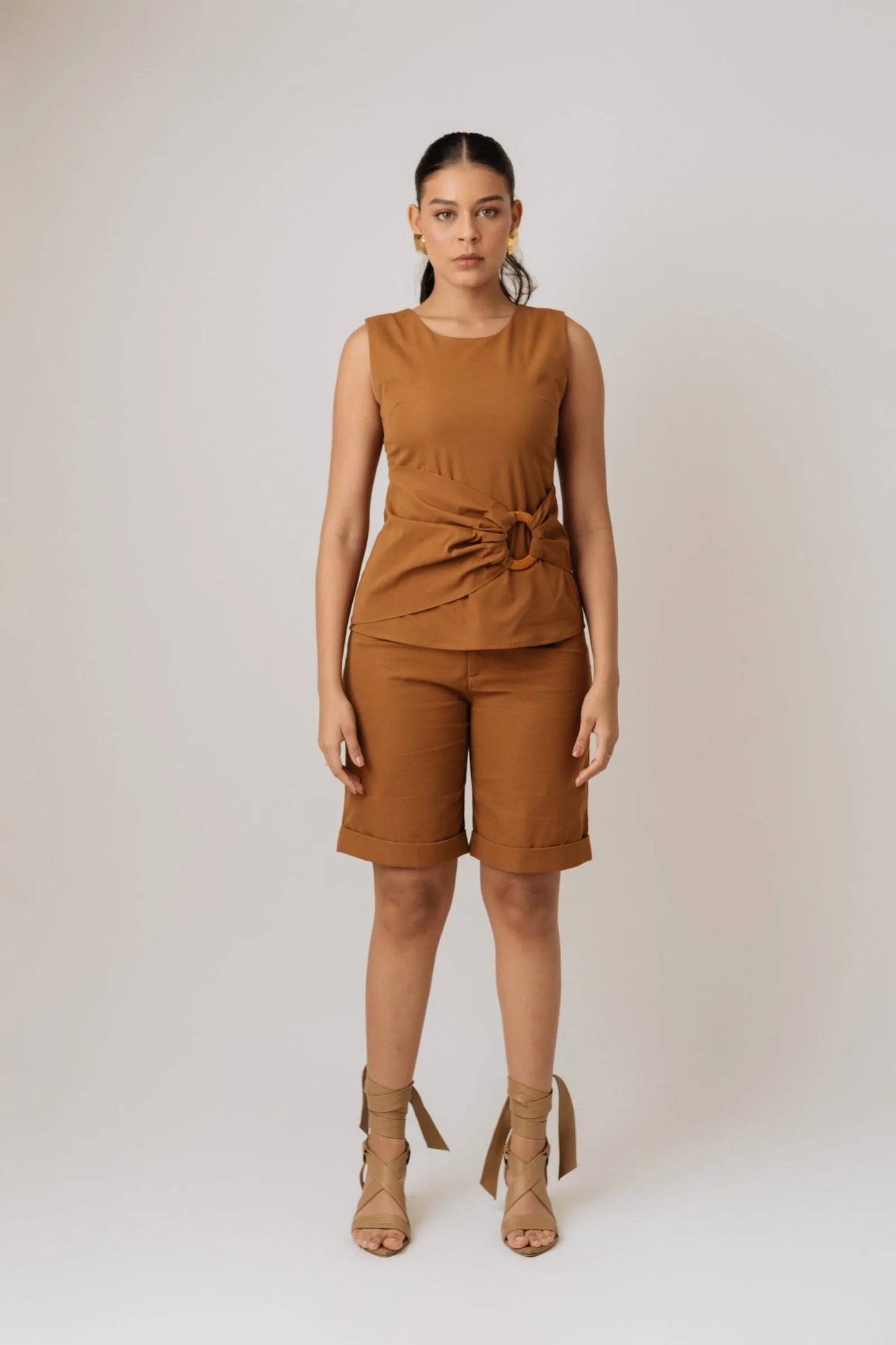 Blusa Manga Sisa Con Pieza Y Argolla