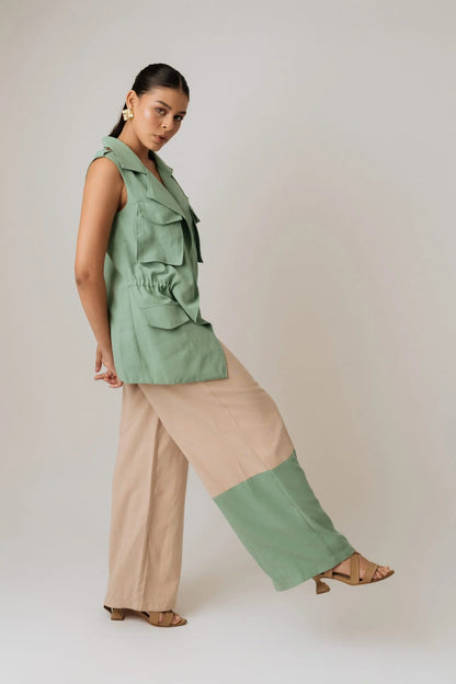 Pantalon Largo Con Bota Bicolor