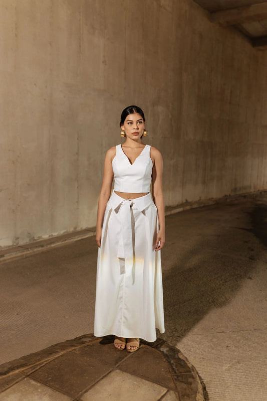 Falda Larga Amplia Con Moda En Faja Y Fajón