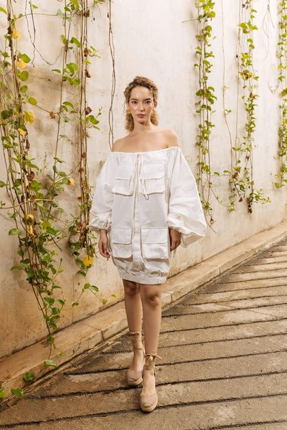 Blusón Escote Con Jareta Y Manga Globo